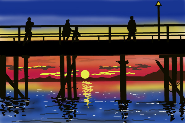 600x400 Sunset Behind The Pier A Landscape Speedpaint Drawing By