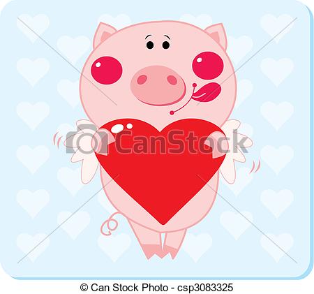 450x421 Pig With Heart Shape.