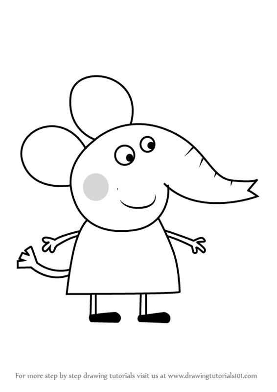 566x800 Learn How To Draw Emily Elephant From Peppa Pig (Peppa Pig) Step