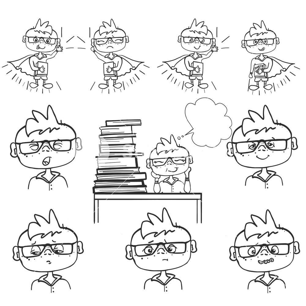 1000x1000 Set Of Boy Face, Emotions Little Boy Sit