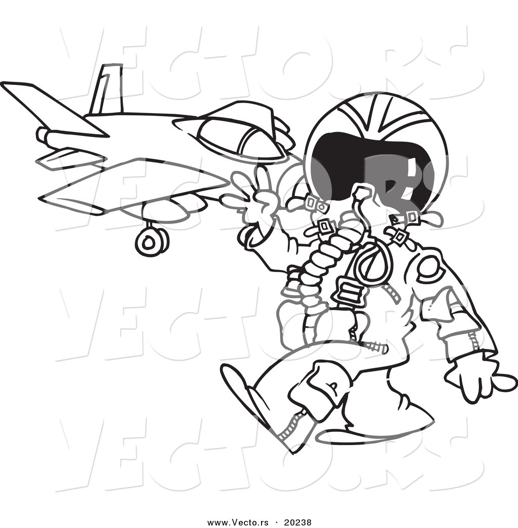 1024x1044 Vector Of A Cartoon Fighter Pilot Near His Jet