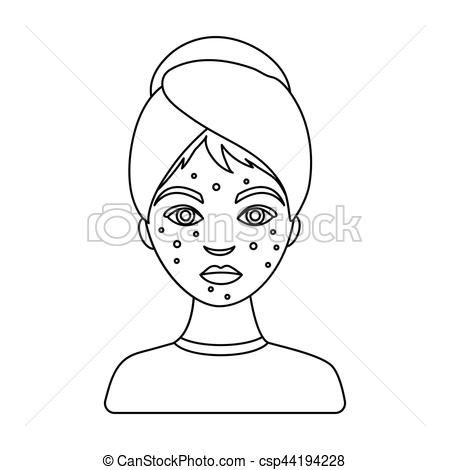 450x470 Woman With Acne Icon In Outline Style Isolated On White Vector