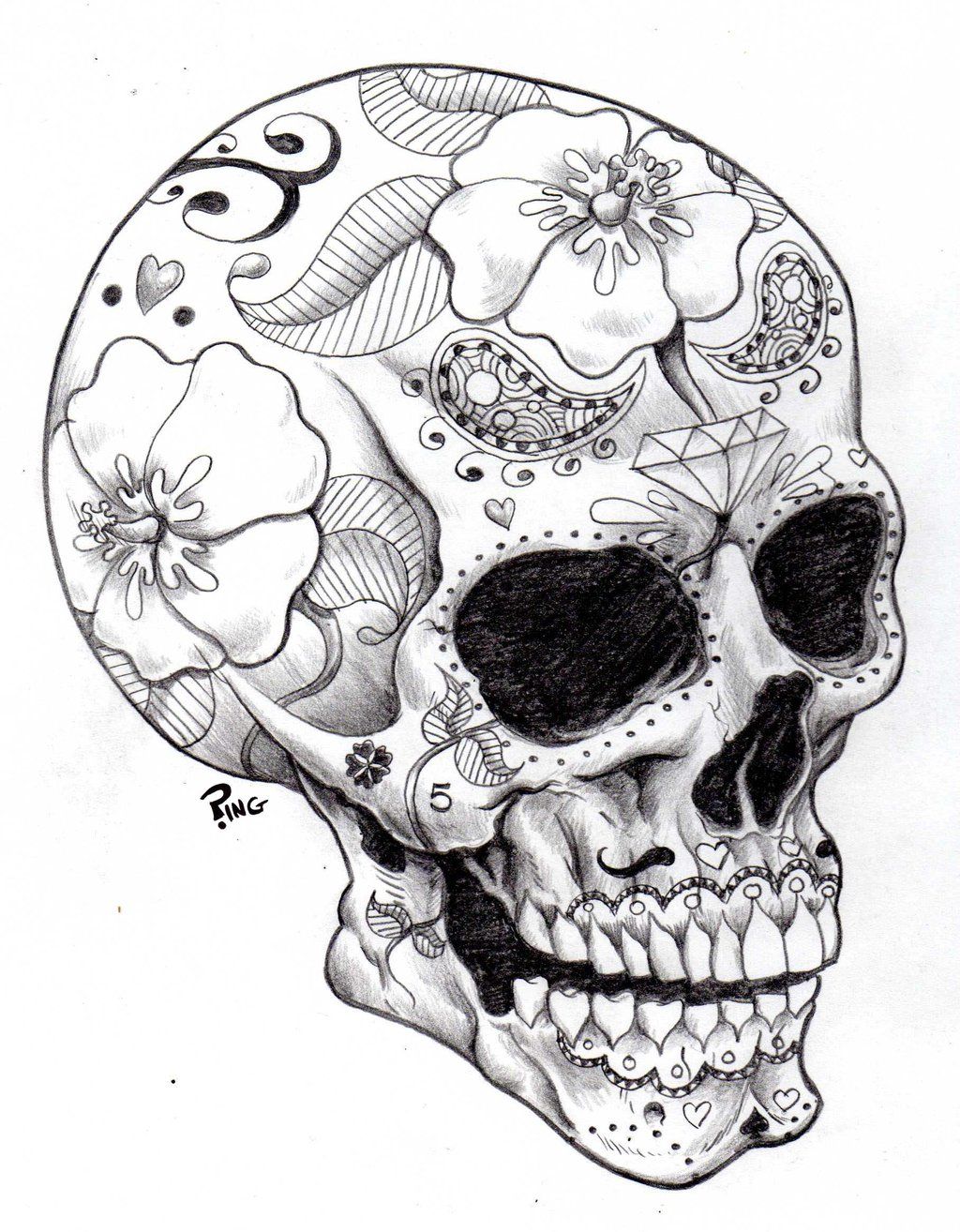1024x1314 Skull Drawings Sugar Skull Ping By Pingriff Traditional Art