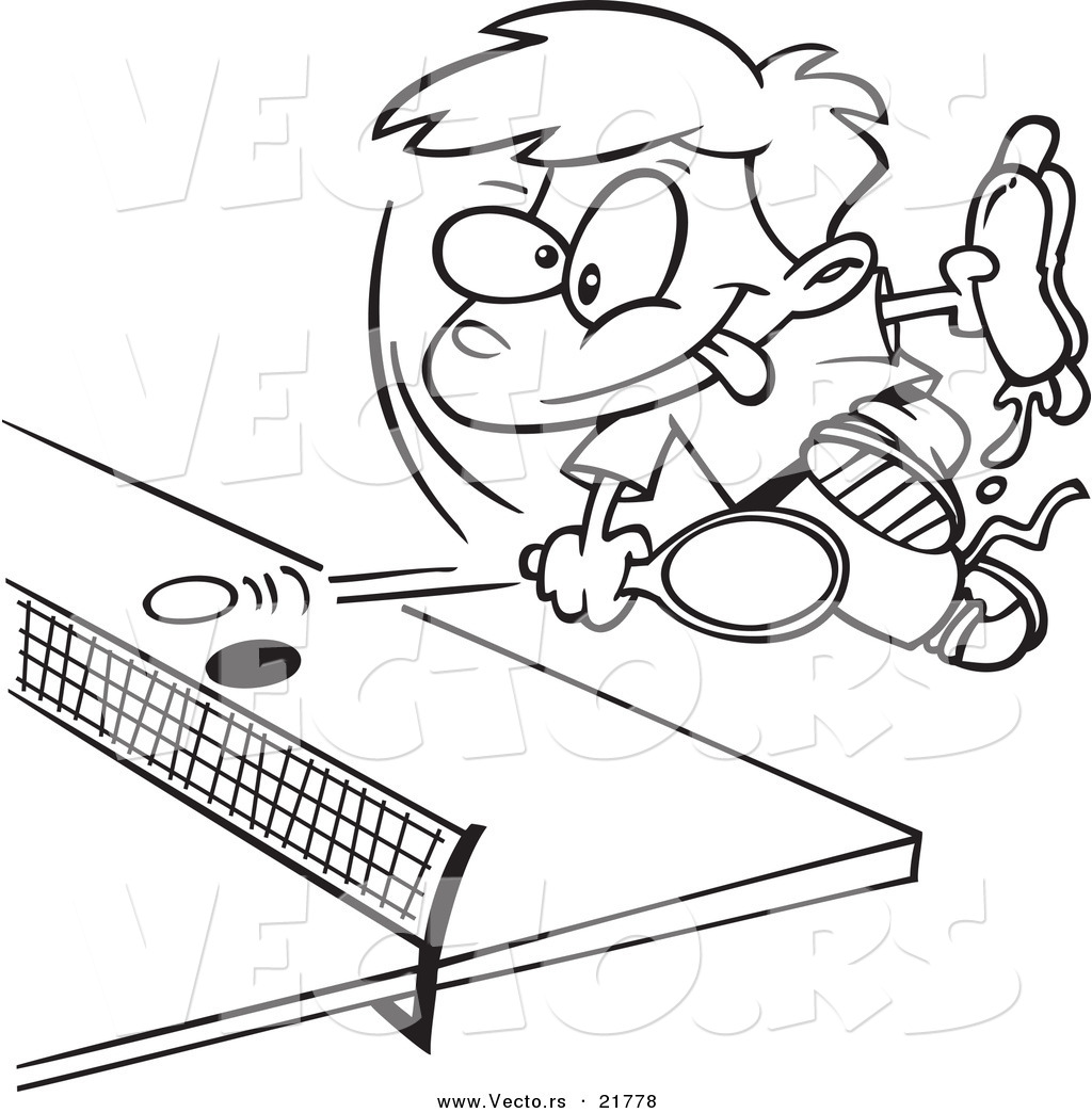 1024x1044 Vector Of A Cartoon Boy Holding A Hot Dog And Playing Ping Pong