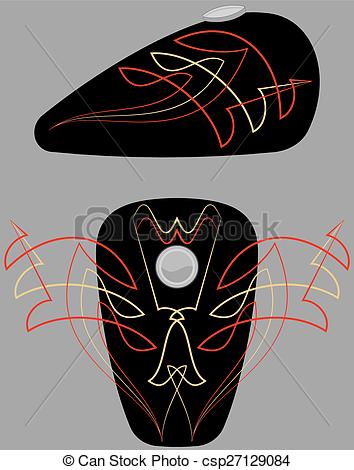 354x470 Bike Tank Pinstripe Graphics Vinyl Ready Vector Art Vector