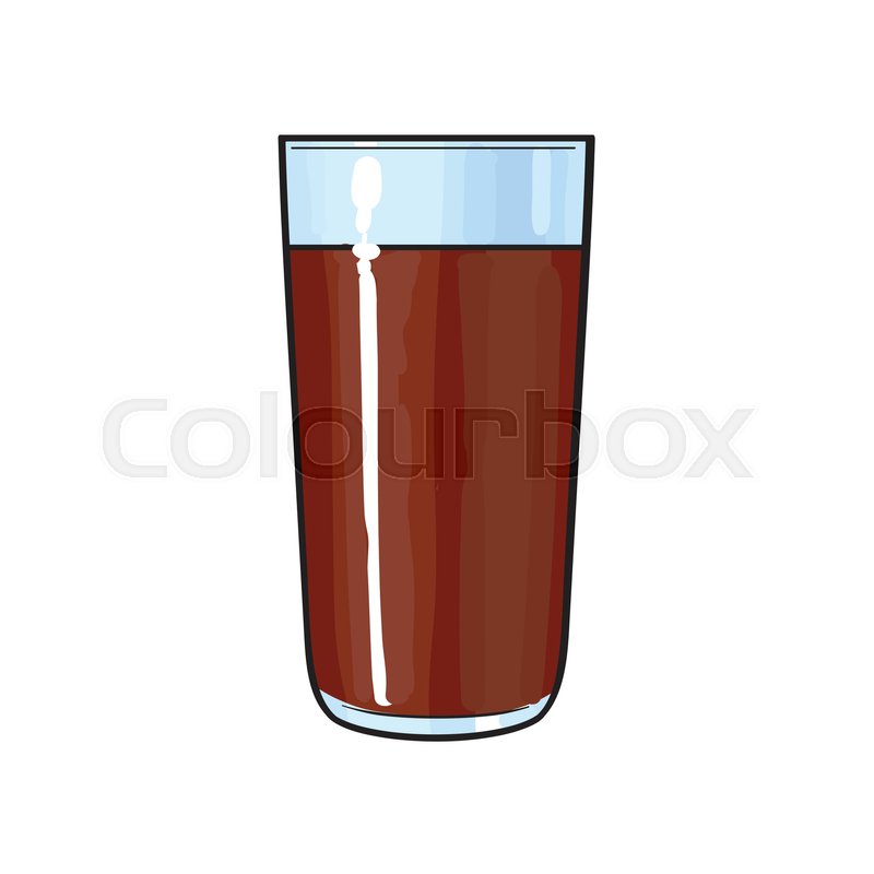 800x800 Side View Drawing Of Chocolate Milk, Cocoa Glass, Sketch Vector