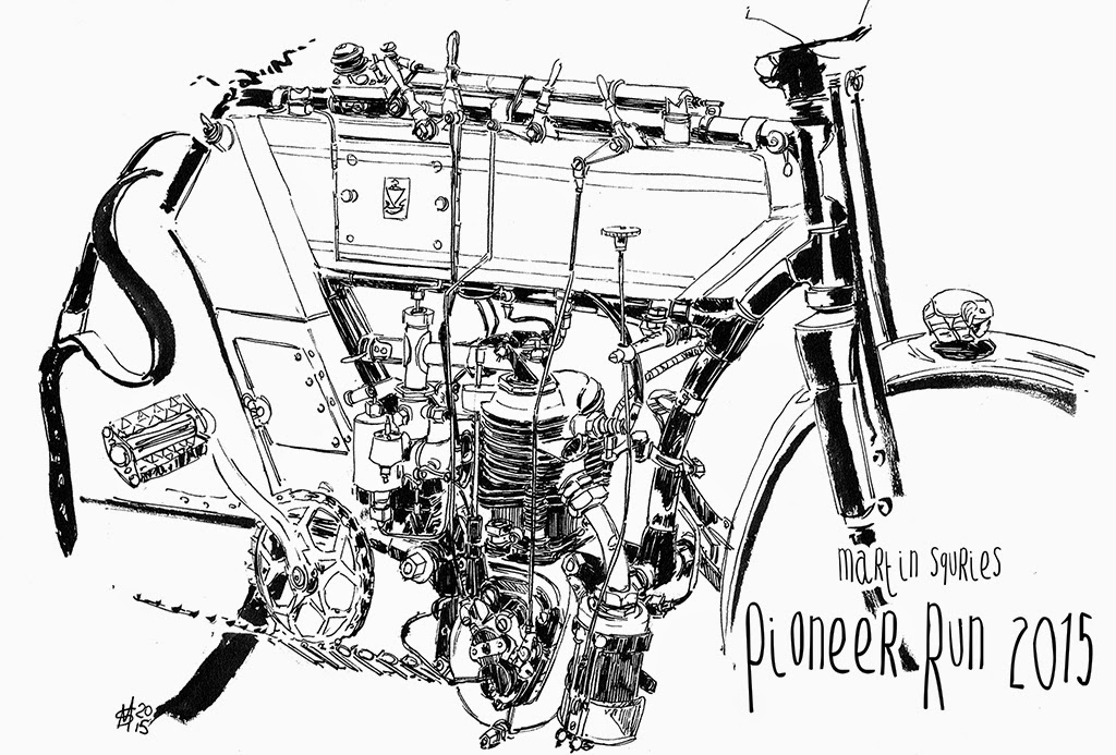 1024x693 Martin Squires Automotive Illustration The Pioneer Run 2015