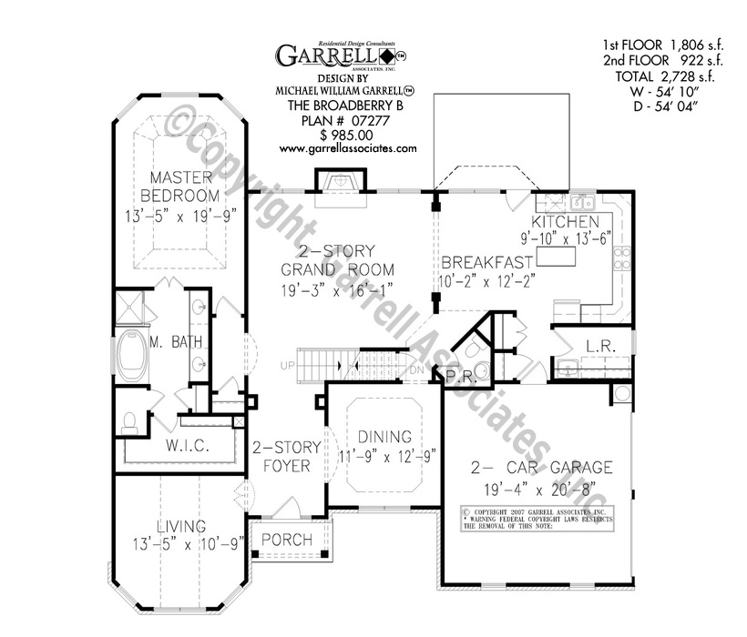 820x700 Broadberry B House Plan House Plans By Garrell Associates, Inc.