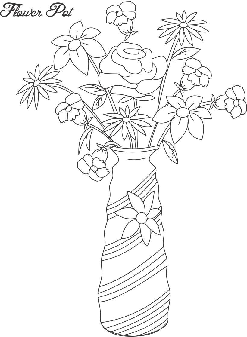 820x1121 Flower Pot In Drawings Drawn Pot Plant Coloring Page