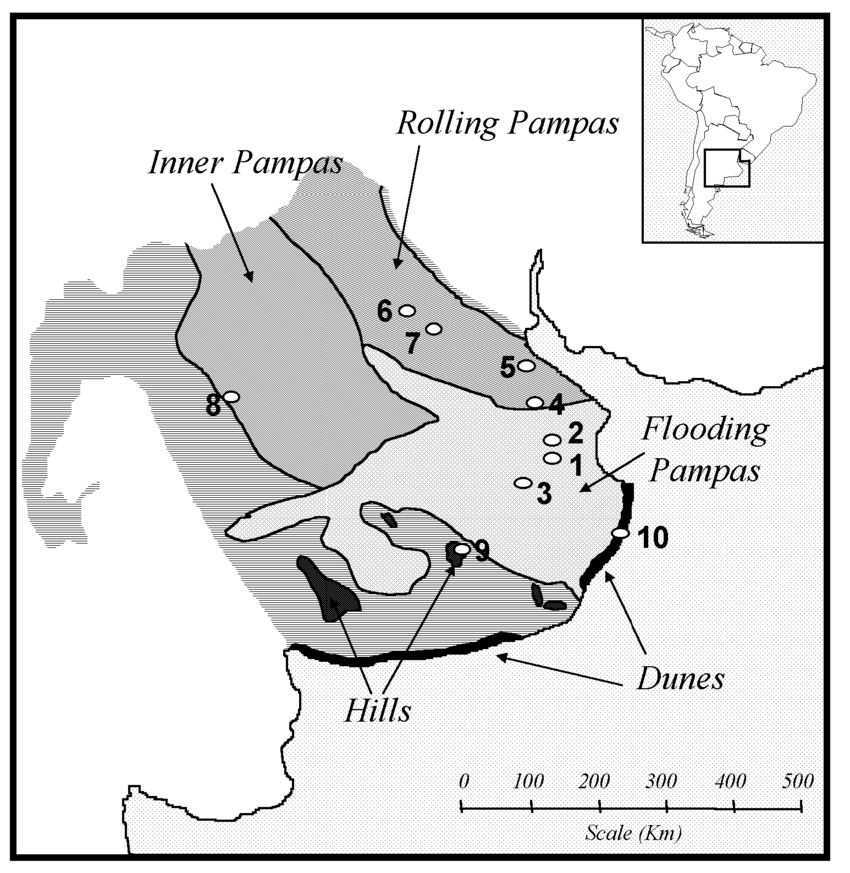 850x873 Location Of Study Sites In The Pampas. Each Site Includes