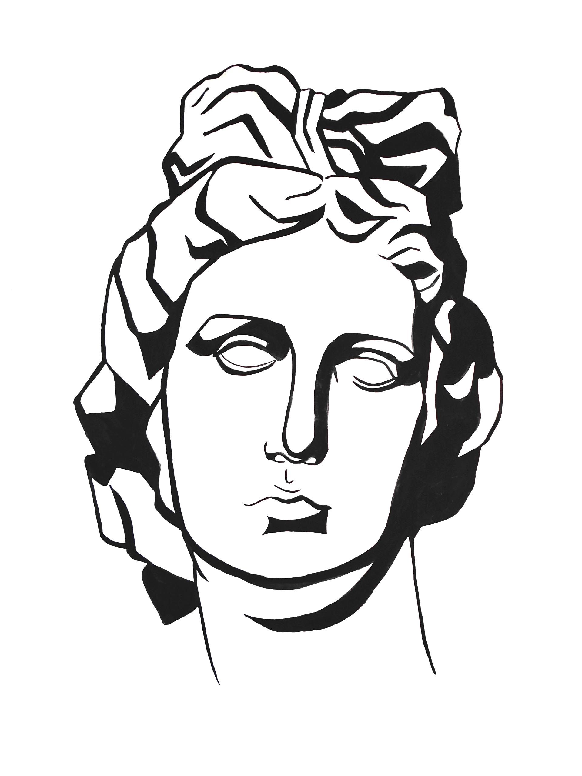 1920x2560 Apollo`s Plaster Head, Gouache Drawing My Art