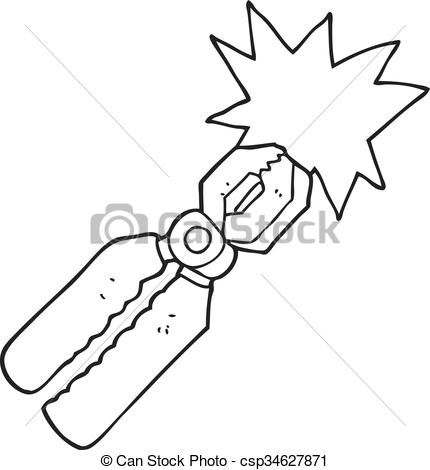 430x470 Freehand Drawn Black And White Cartoon Pliers Vectors Illustration