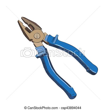 450x470 Vector Color Sketch Of Pliers. Hand Draw Illustration. Eps Vector