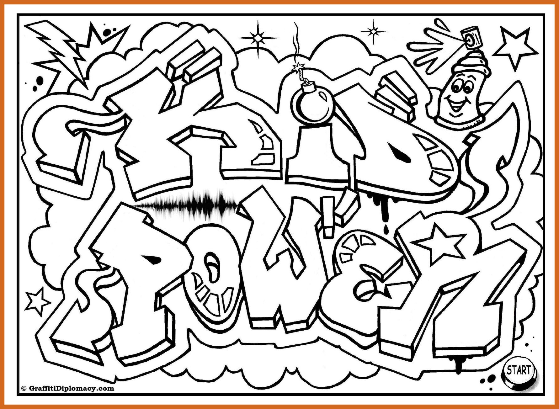 1782x1304 The Best Kid Power Graffiti Coloring Page Printable Colouring