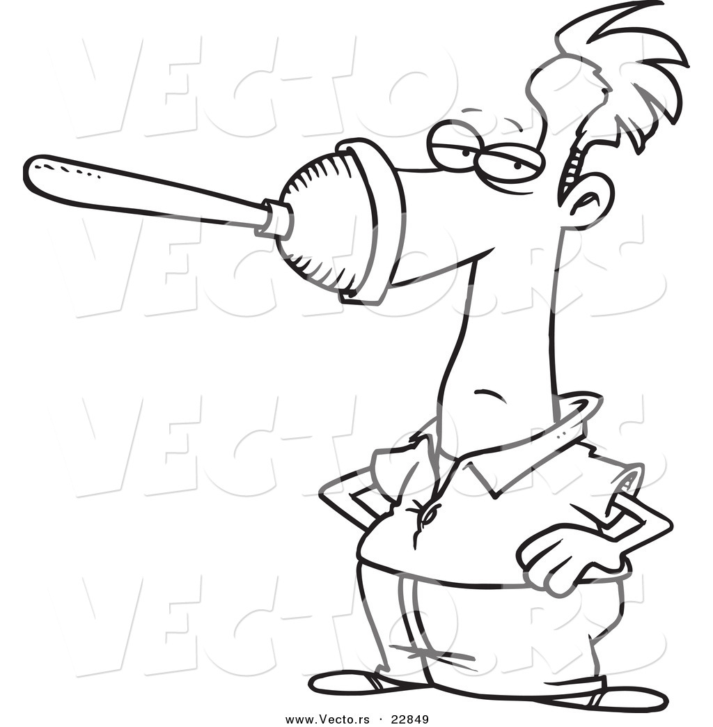 1024x1044 Vector Of A Cartoon Plunger On A Man's Nose