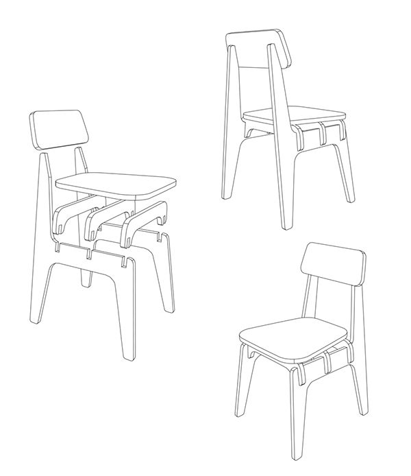 600x694 Chair Made From 18 Mm Thick Birch Phenolic Plywood And Blue Dm