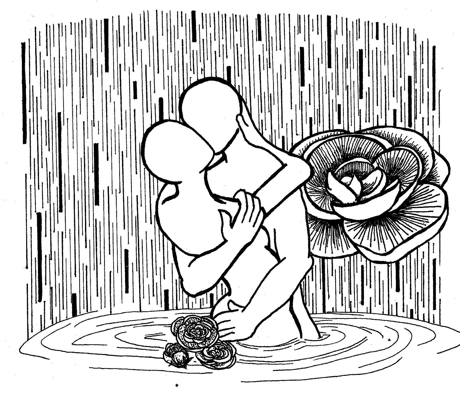 1829x1563 Original Ink Drawing For Poetry Book Passion's Devotion