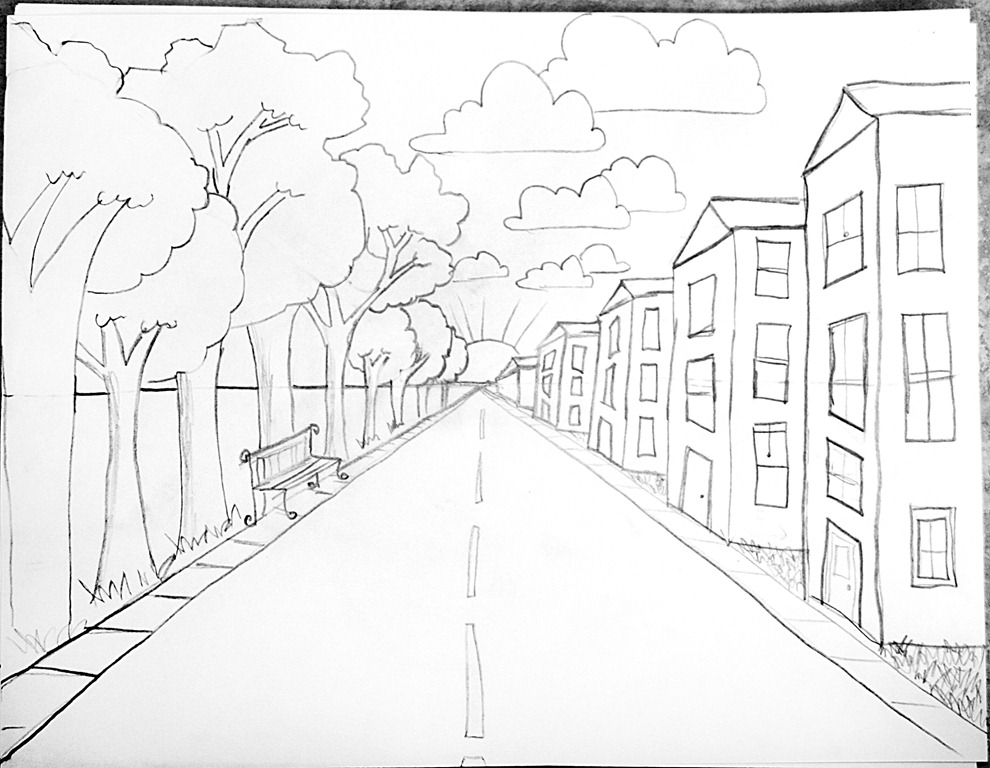 990x768 Teaching Perspective Drawing To Kids One Point Perspective Lesson