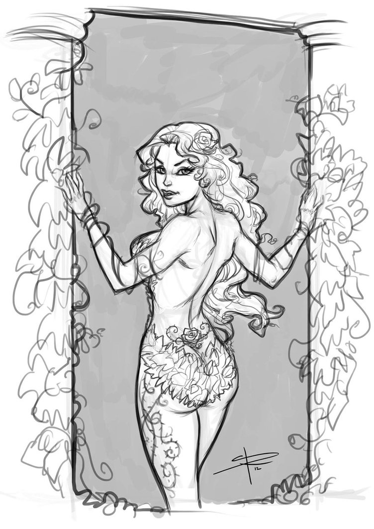 752x1063 Poison Ivy Sketch Pillars By Sabinerich