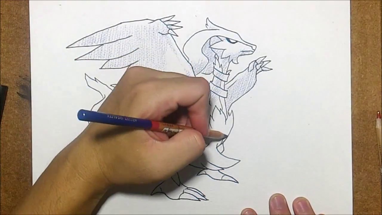1280x720 Speed Draw Anime Reshiram From Black And White No 006