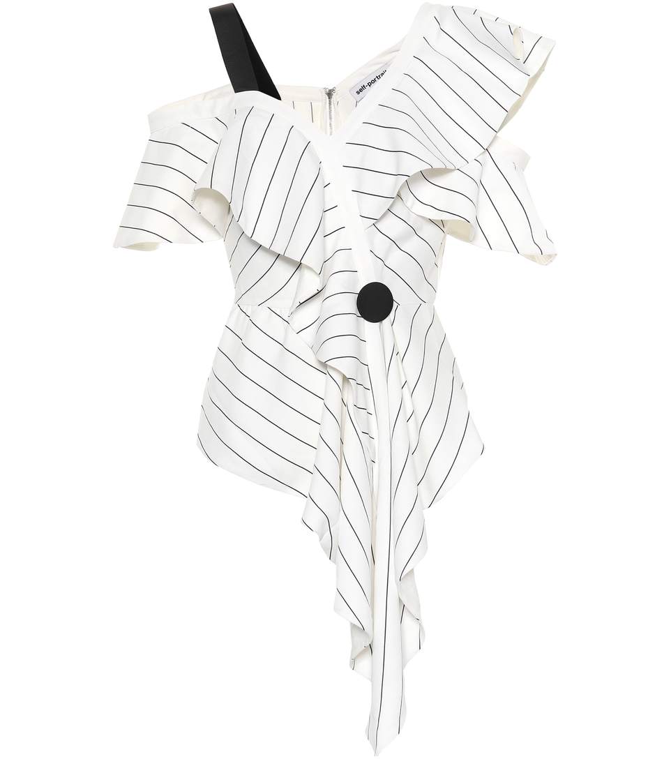 962x1088 Striped Asymmetric Top Bq99780 White 97% Polyester, 3% Viscose