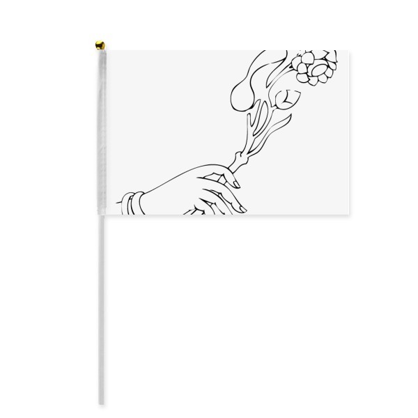 600x600 Buddhism Hand Flower Line Drawing Pattern Hand Waving Flag 8x5