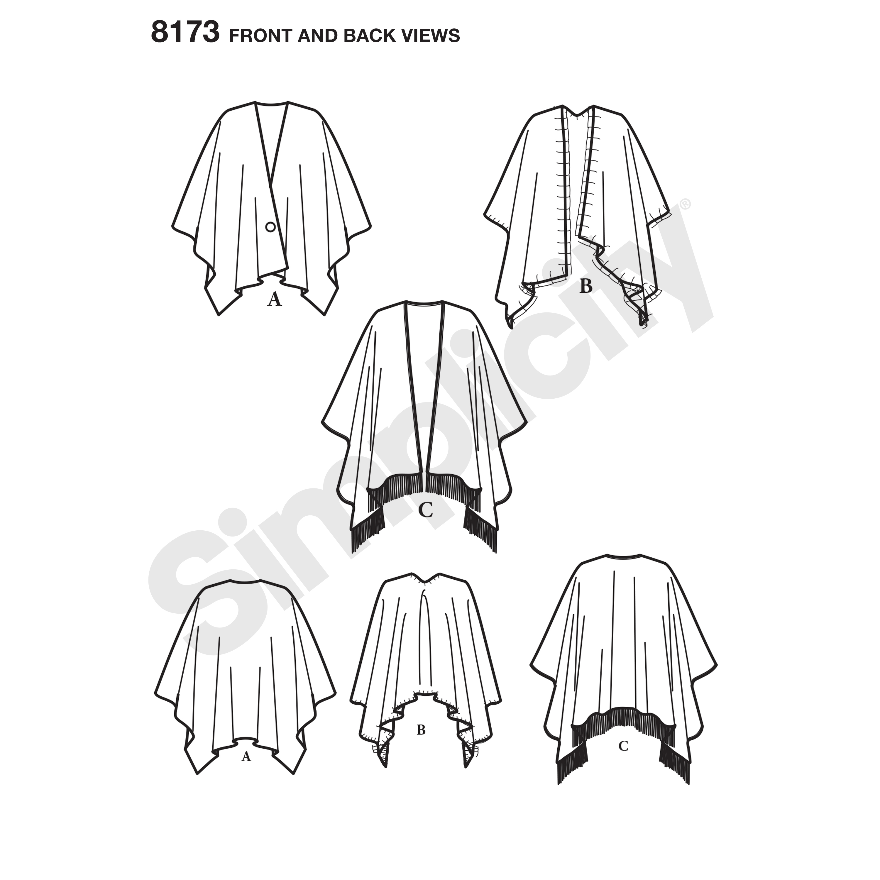 3000x3000 Simplicity Pattern 8173 Misses' Fleece Poncho Wraps
