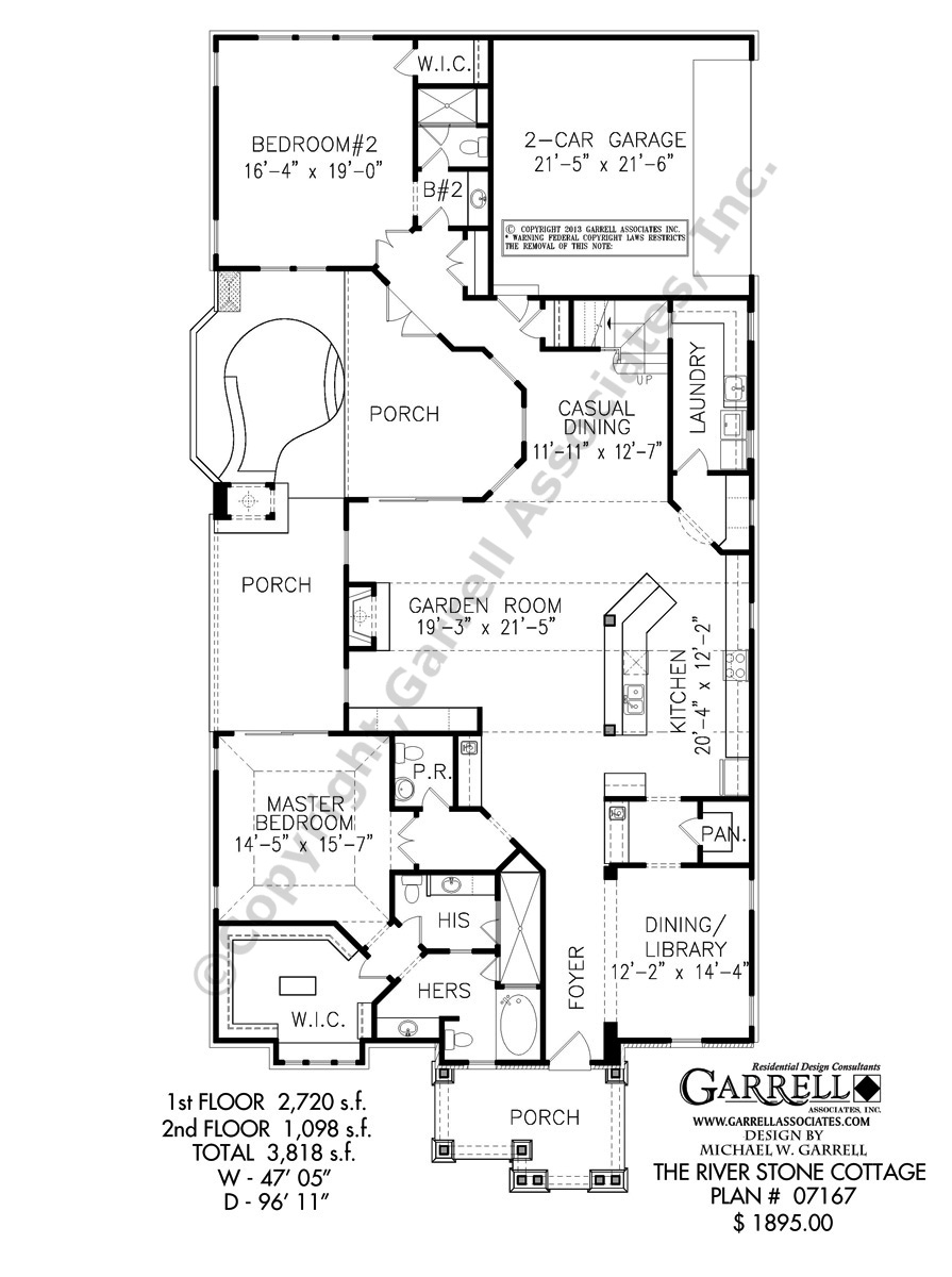 895x1200 River Stone Cottage House Plan Covered Porch Plans On Stone Tudor