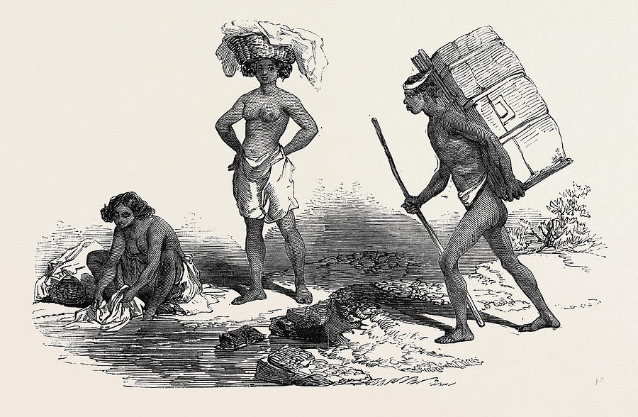 900x588 Native Women And Native Porter Drawing By English School