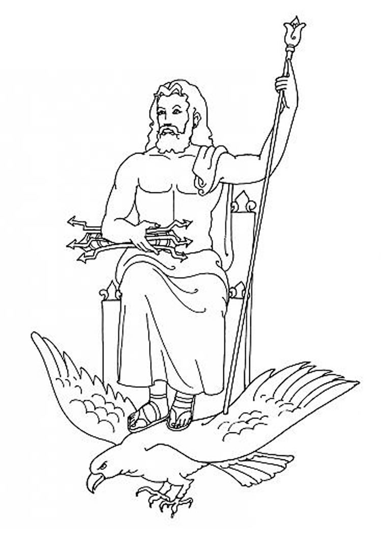749x1060 Ares Greek God Coloring Page Poseidon Pages Zeus