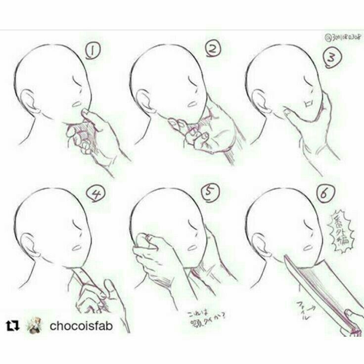 736x736 Holding Chin Up, Position, Head, Hands, Text How To Draw Manga