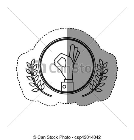 450x470 Isolated Positive Hand Inside Label Design. Postive Hand Eps