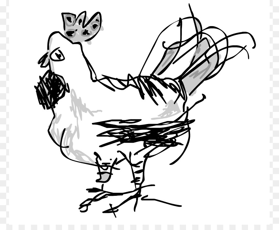 900x740 Silkie Rooster Line Art Drawing Clip Art