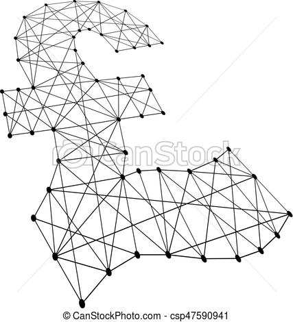 427x470 Pound Sterling Sign From Polygonal Black Lines And Dots Of Eps
