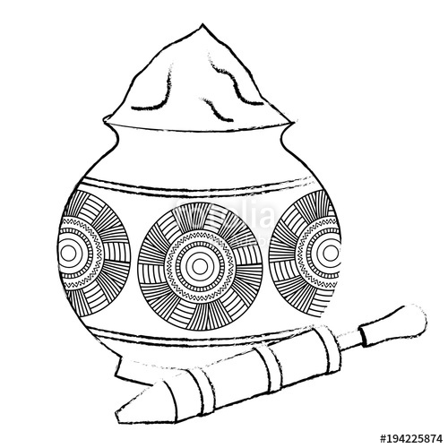 500x500 Powder Color Mud Pot And For Celebration Vector Illustration