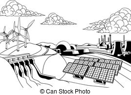 268x194 Power Plant Energy Generation Illus. Illustration Of A Power