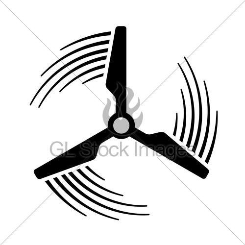 500x500 Wind Power Plant Propeller Motion Line Symbol Gl Stock Images