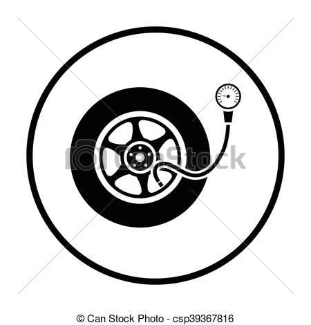 450x470 Tire Pressure Gage Icon. Thin Circle Design. Vector Vector Clip
