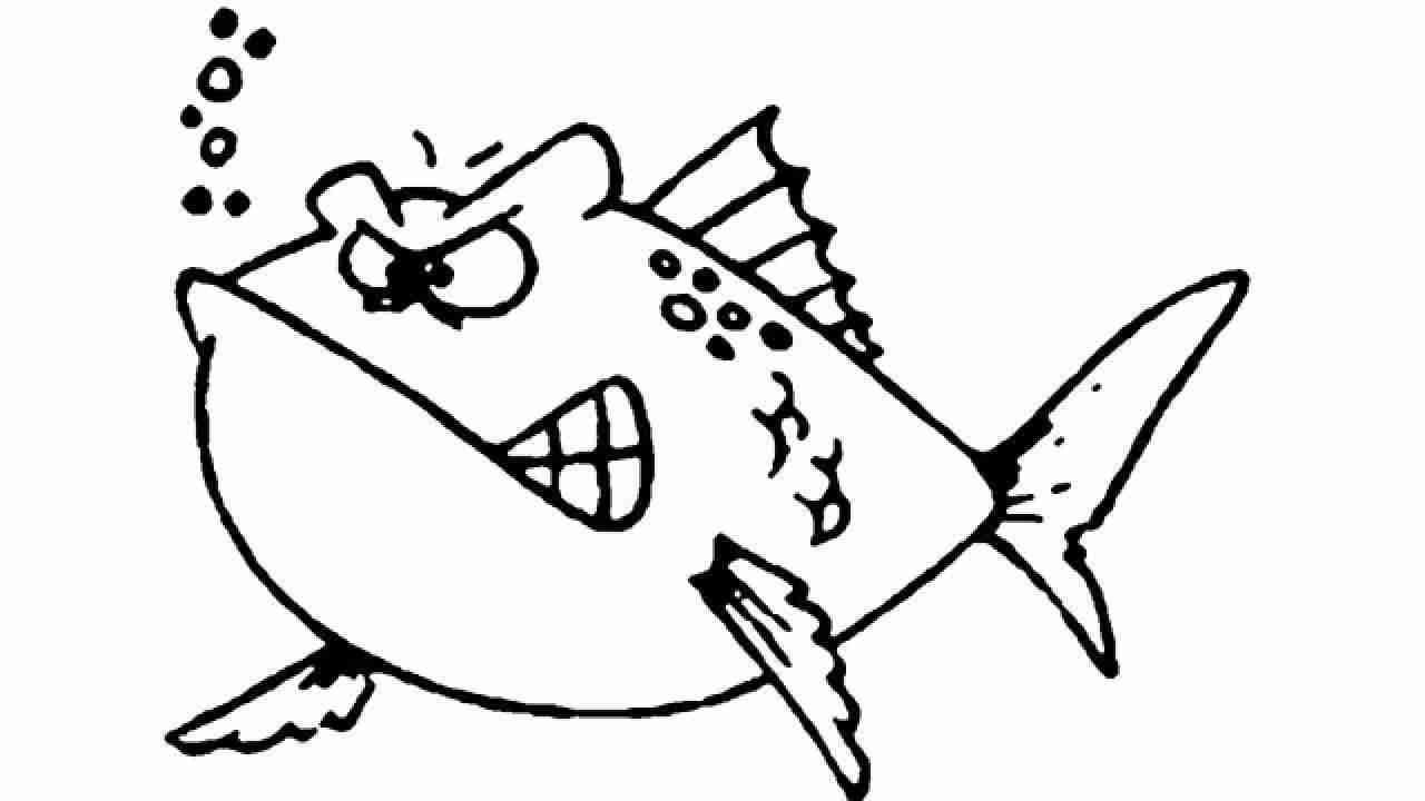 1280x720 Fascinating Cartoon Fish Drawing 19 Vector Of A Mad Outlined