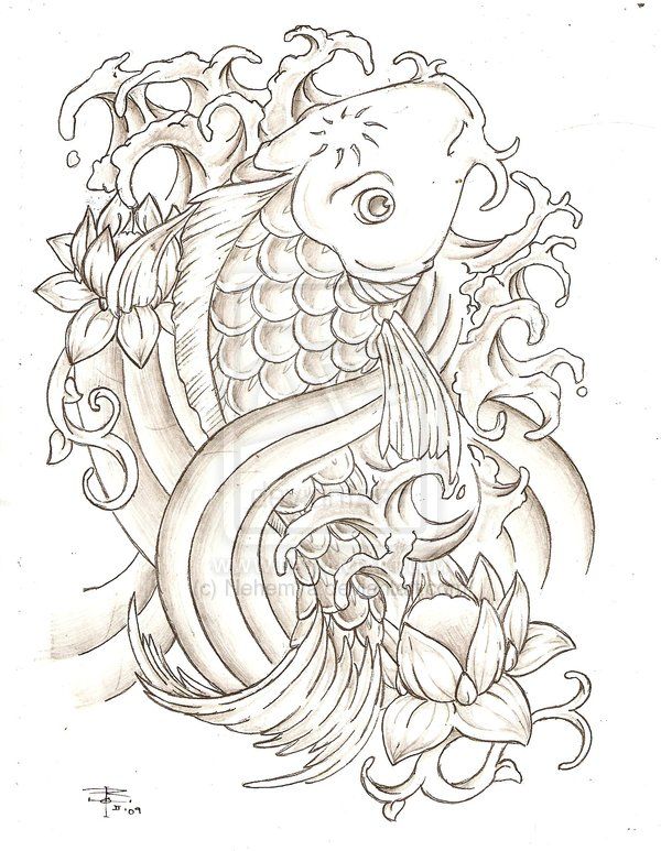 600x773 Koi Fish Tattoo Drawings Greyscale Koi Fish By ~nehemya