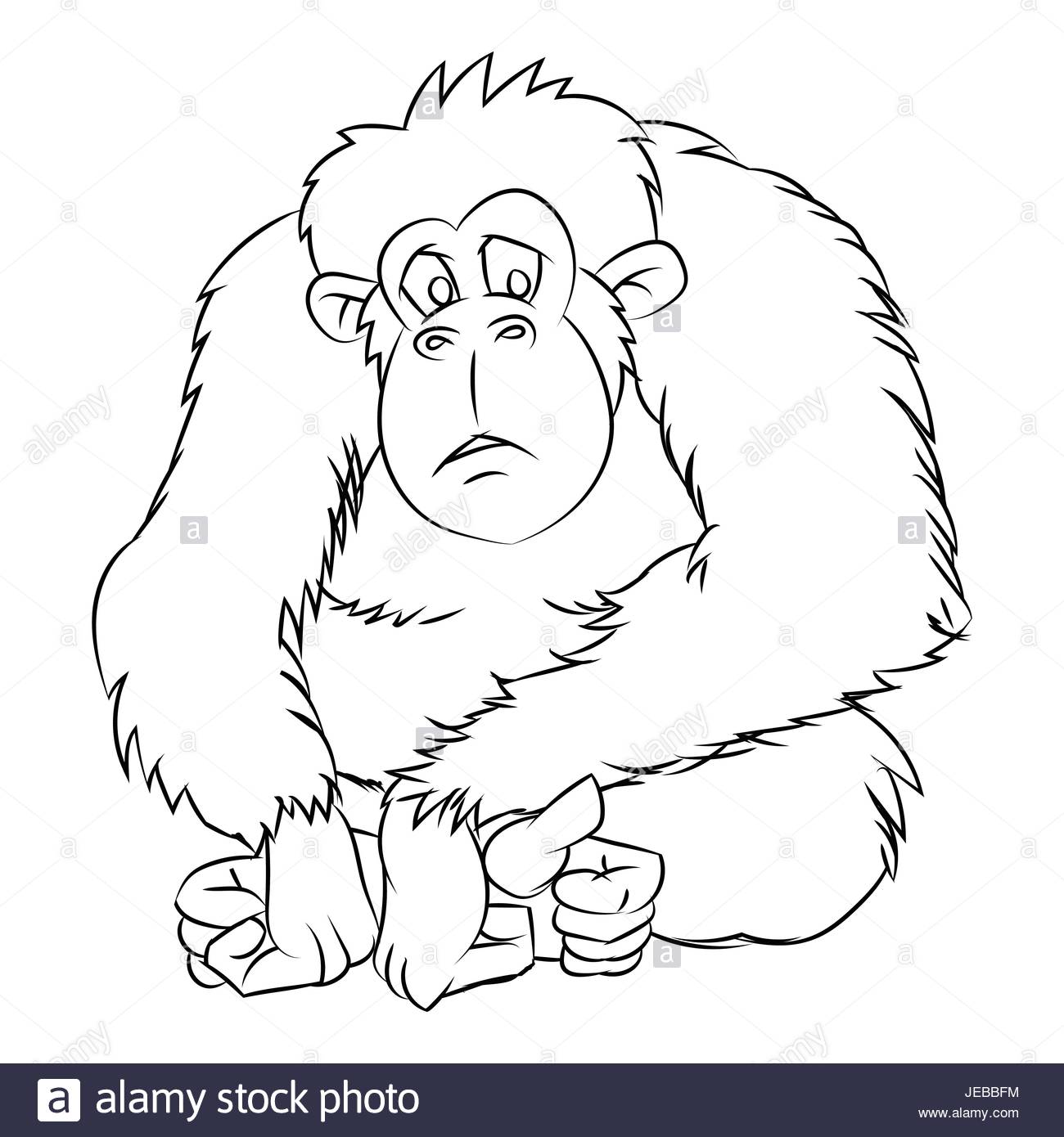 1300x1390 Hand Drawn Sketch Of Ape Isolated, Black And White Cartoon Vector