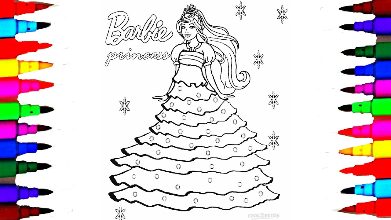 1280x720 How To Draw Barbie Princess Dress L Barbie Coloring Pages