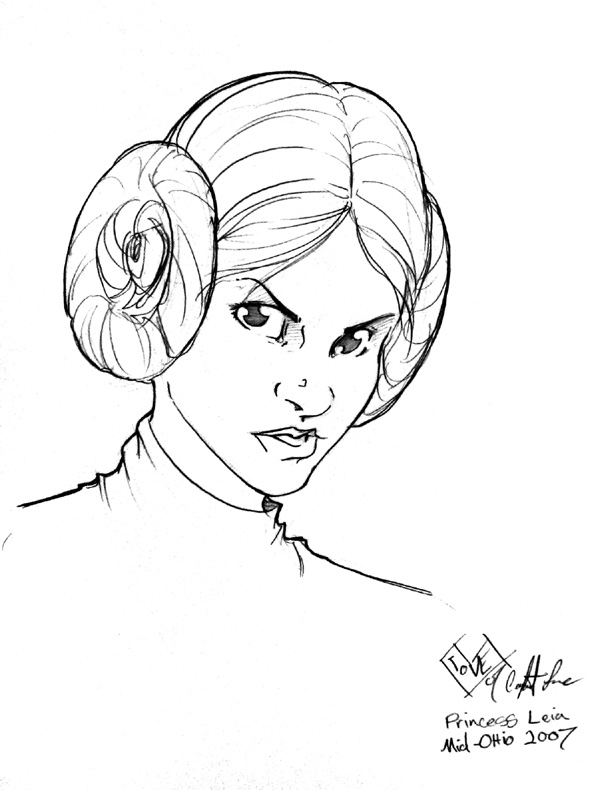 590x790 Princess Leia Head Sketch By Comfortlove