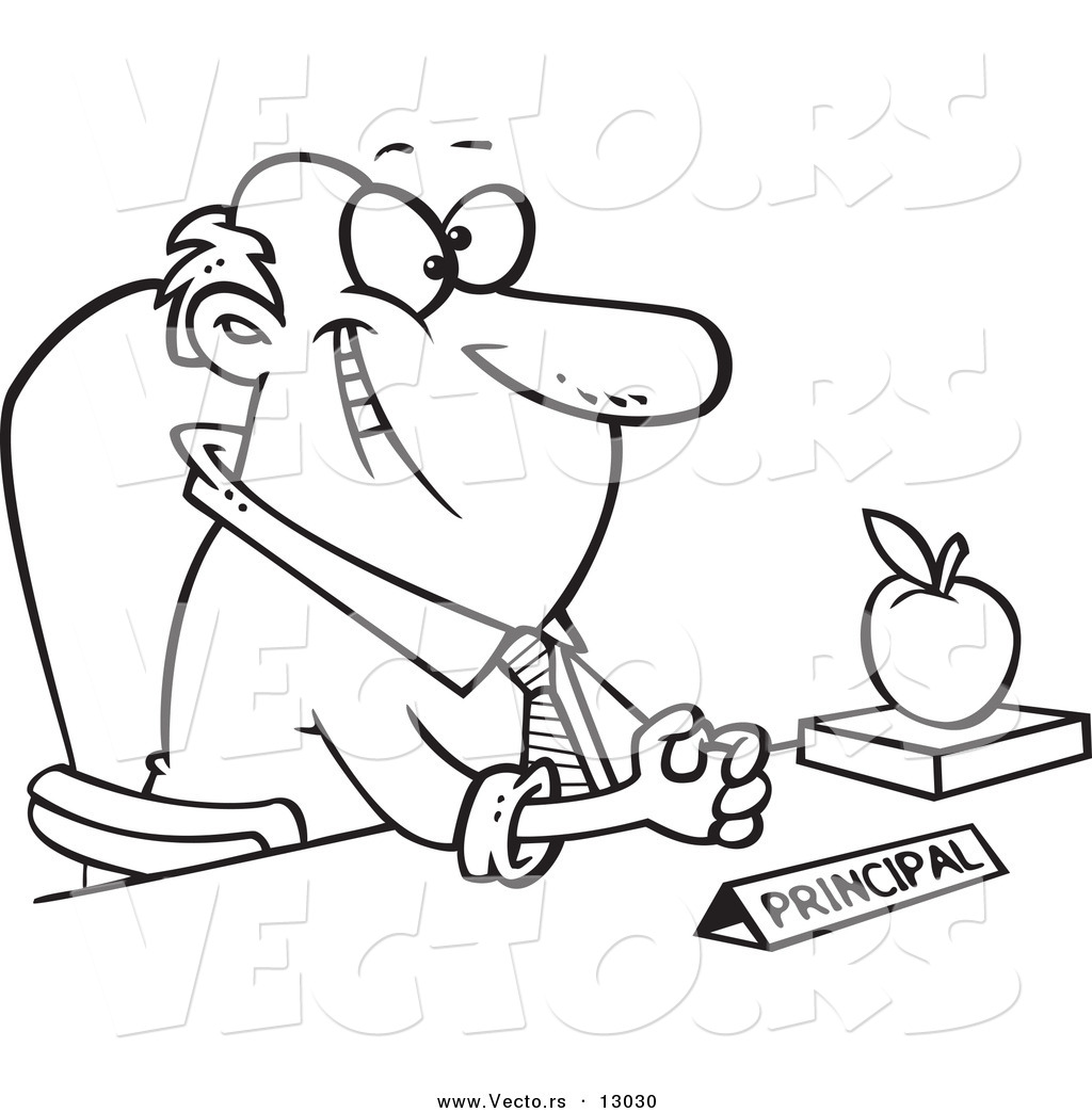 1024x1044 Of A Smiling Cartoon School Principal Coloring Page Outline