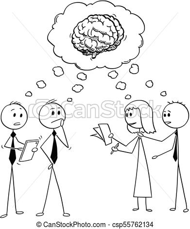 391x470 Cartoon Of Business Team Or People Thinking About Problem. Cartoon
