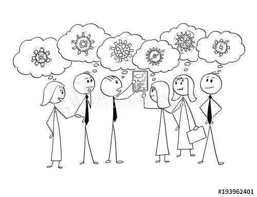 500x383 Cartoon Stick Man Drawing Conceptual Illustration Of Business Team