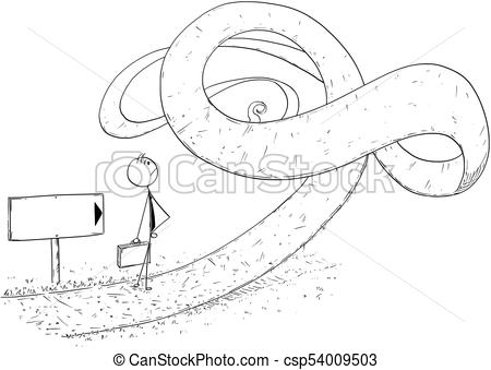 450x339 Conceptual Cartoon Of Businessman Facing Crisis. Cartoon Stick Man