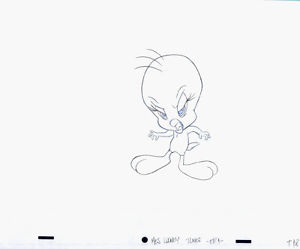 300x249 Warner Bros Animation Art Cel Production Drawing Tweety Pie