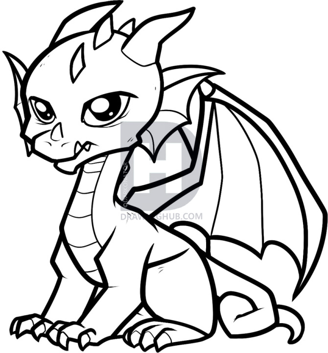 670x720 How To Draw A Baby Dragon, Baby Dragon, Step By Step, Drawing