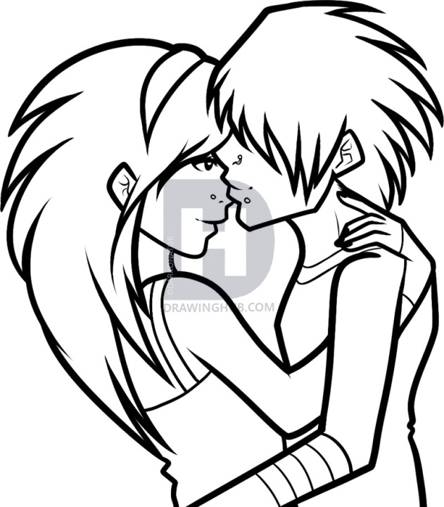 631x720 How To Draw An Emo Couple, Emo Couple, Step By Step, Drawing Guide